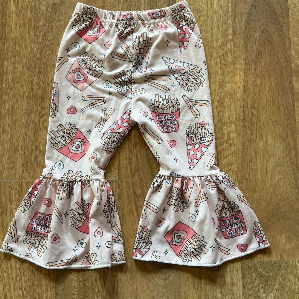 GIRLS FRIES BEFORE GUYS boho bell bottom pants